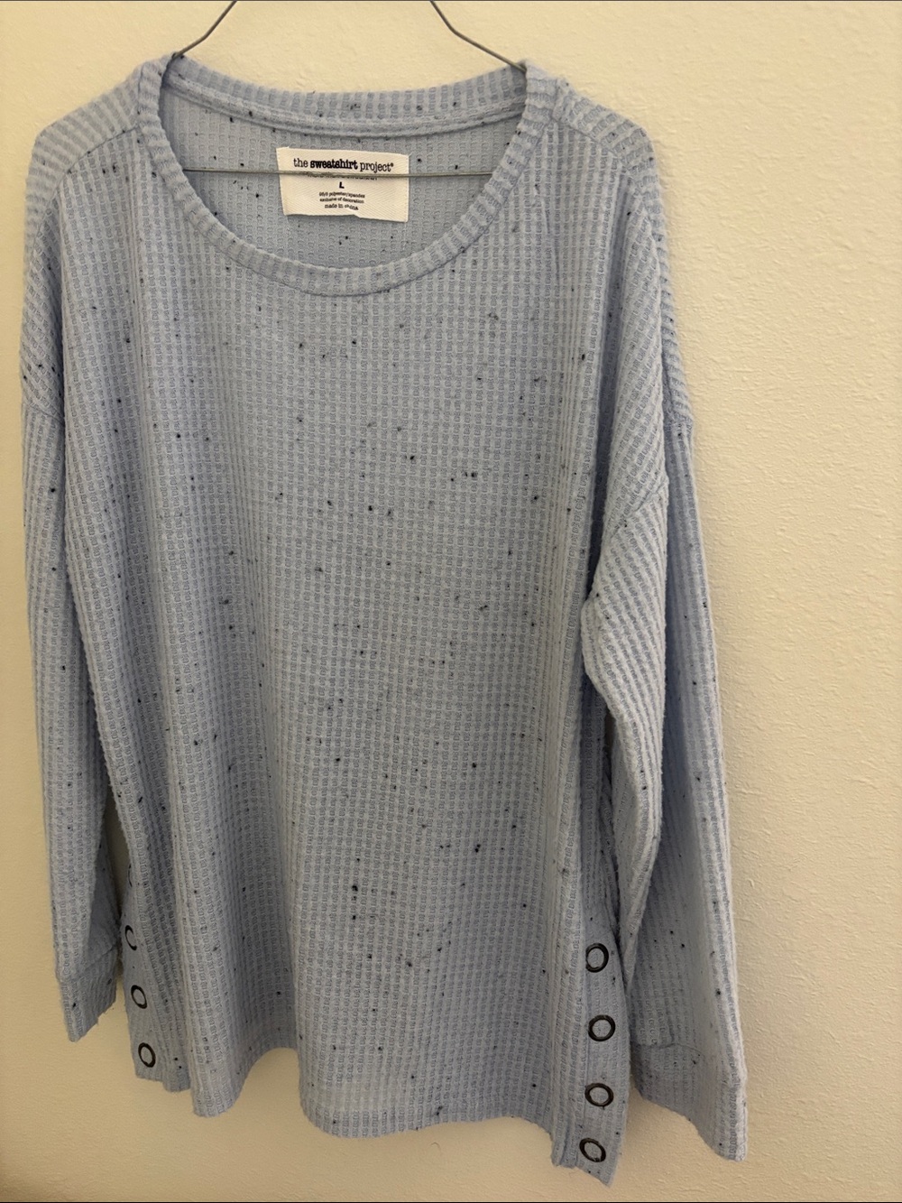 the sweatshirt project Women's Light Blue Waffle Crewneck Sweater